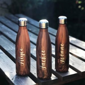 Wood Pattern Water Bottle - Names