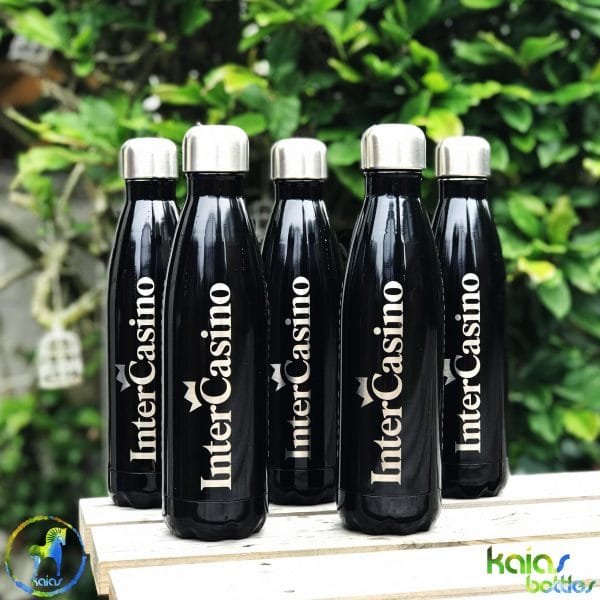 Personalised Black Shiny Water Bottles