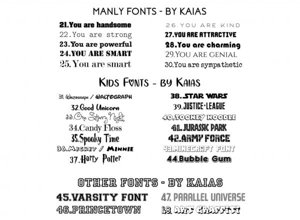 Manly and Kids Fonts - by Kaias